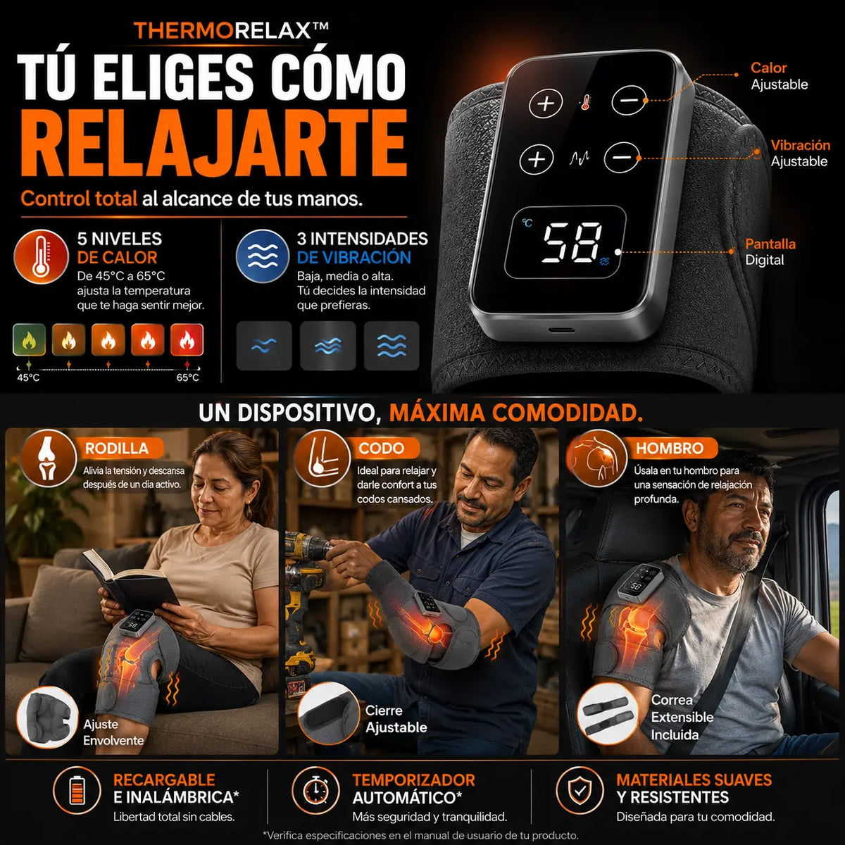 Rodillera TermoRelax -Masaje + Calor Terapéutico🦵🦵