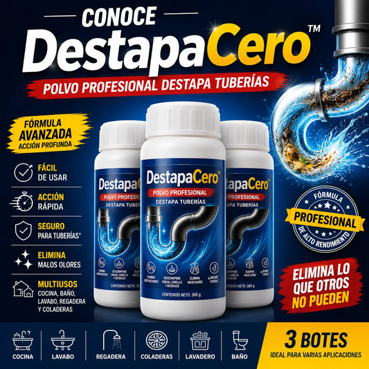 DESTAPACERO-Polvo Para Destapar Drenaje 3x1